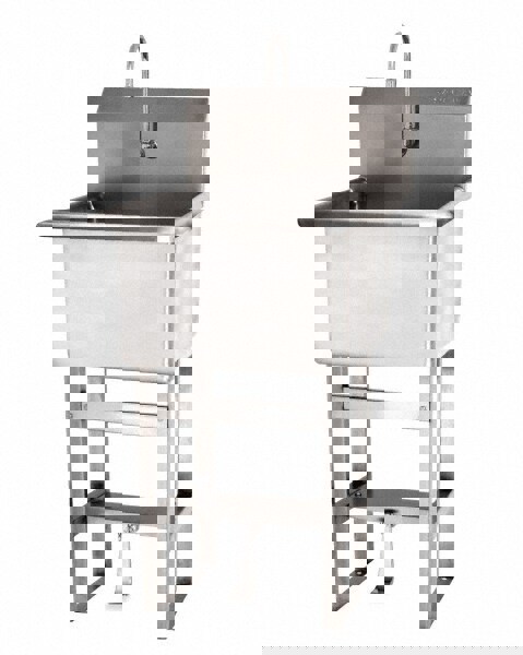 Utility Sink: Double Foot Pedal Valve Faucet, 304 Stainless Steel